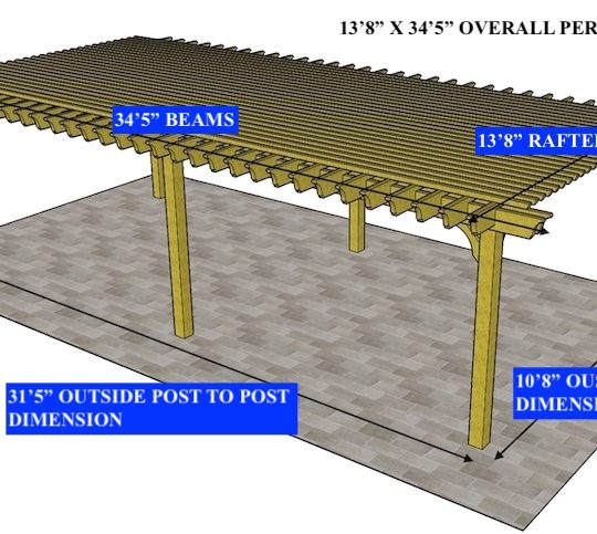 Dana Dukes 13'8" x 34'5"  Custom Big Kahuna Solar-Ready NO NOTCHES IN RAFTERS- NO TOP SLATS - Image 1