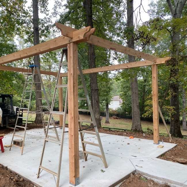 Pergola Post Installation on Concrete Pad