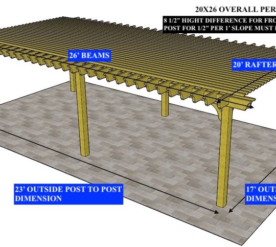 Mark Bunker 20'x26' Custom Freestanding Big Kahuna Plus. Sloped 1/2" per 1' notch on Rafters (NO ROOF) - Image 1