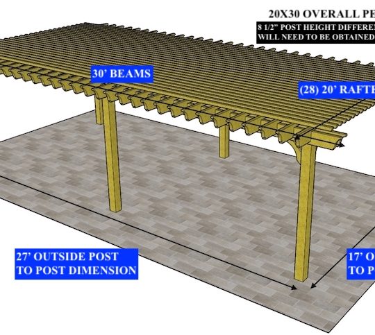 Mark Bunker 20'x30' Custom Freestanding Big Kahuna Plus. Sloped 1/2" per 1' notch on Rafters (NO ROOF) - Image 1
