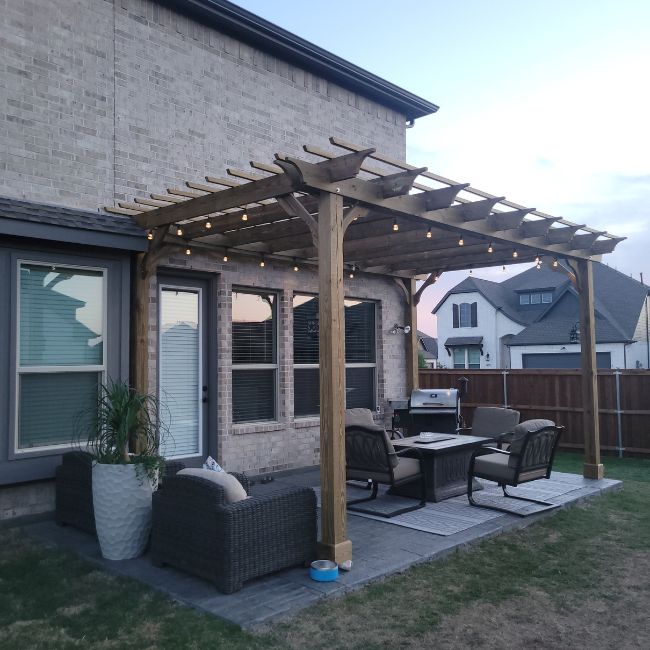 Pine Pergolas in Texas Backyard