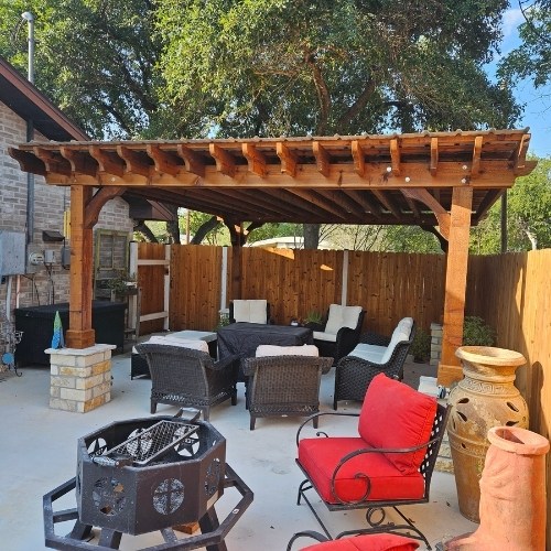 Outdoor pergola with roof