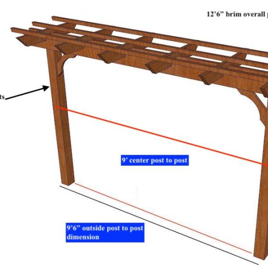 Mike Torres 12'6" Custom Brim with Rafters on 1' centers. Based on center post to post of 9' - Image 1