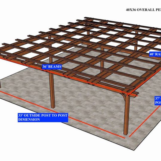 Orlando Acosta 40'x36' Custom Freestanding Fedora 14 rows of rafters, 9 posts and 20 rows of top slats - Image 1