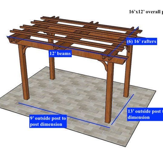 WILLIAM GILES 16'X12' Custom Freestanding Fedora WITH 6 RAFTERS AND 8 TOP SLATS - Image 1