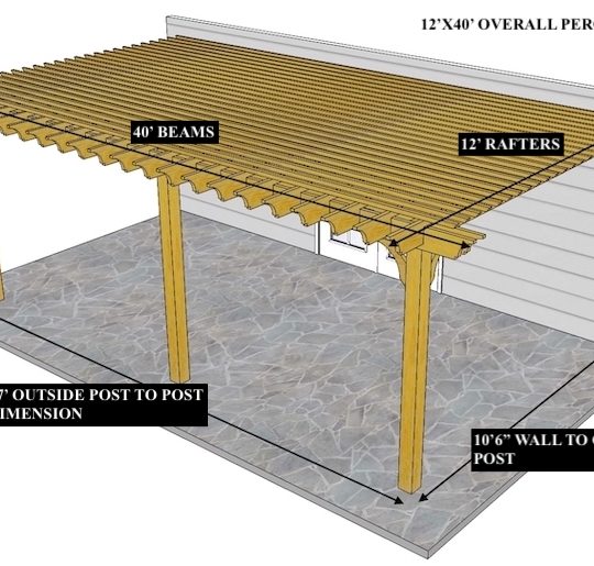 Edgar Li Donni 12'x40' Custom Attached Big Kahuna PLUS No Roof **1/2" per 1' slope on rafters - Image 1