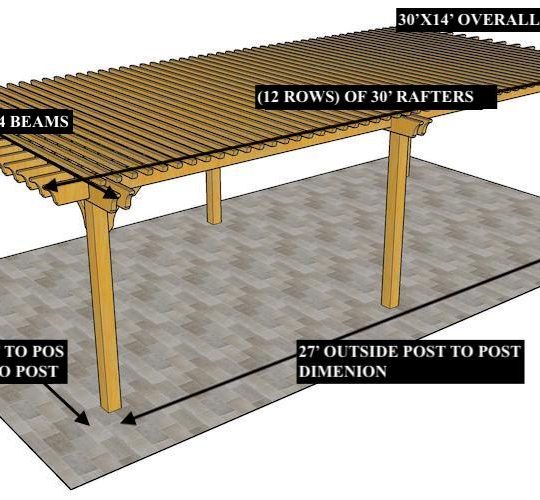 Emmett Collins 30'X14' Custom Free-standing Big Kahuna Solar-Ready  (No 2x2 Top slats on top) - Image 1
