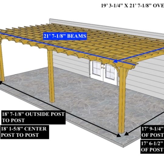 Bob Neagle 19' 3-1/4" X 21' 7-1/8"  Custom Attached Sombrero Send 2 posts only, (10) rafters and (4) beams at 14',  holes and end shape on 1 side only. - Image 1
