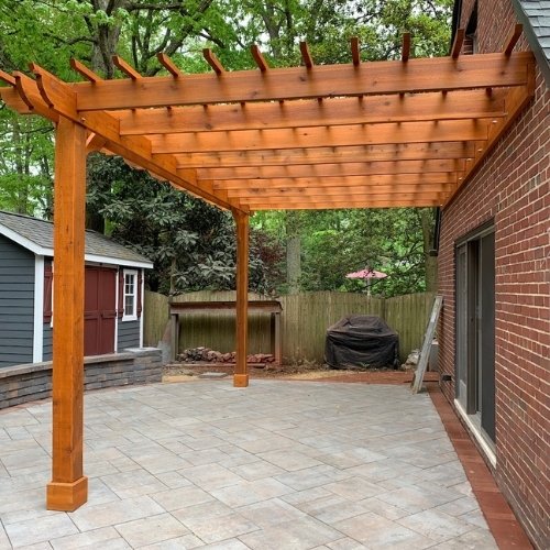 Narrow Attached Pergola Cedar