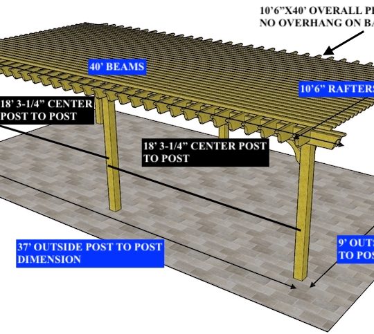 Stephanie Garnett 10'6"x40' Custom Freestanding Big Kahuna  (NO OVERHANG ON BACK RAFTERS) - Image 1
