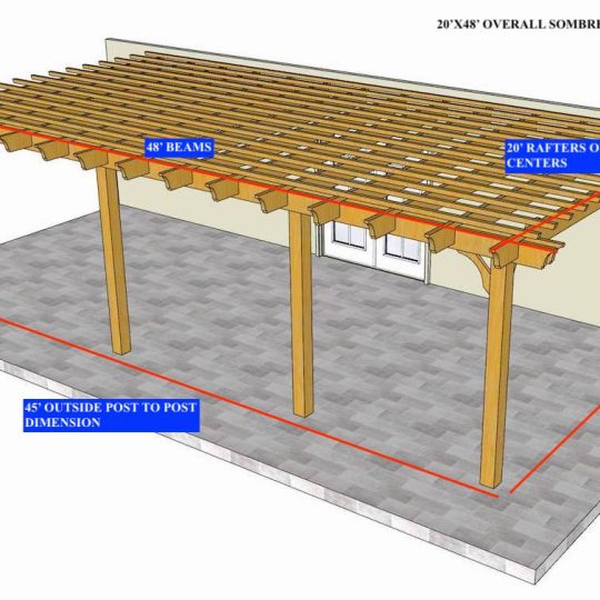 Josh Tickle 20'X48' Custom Attached SOMBRERO (NO NOTCHES IN RAFTERS) RAFTERS ON 24" CENTERS - Image 1