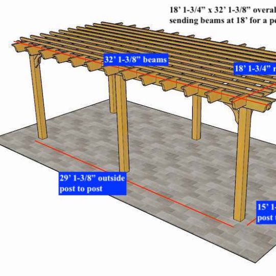 ROBERT PIERCE 18' 1-3/4" X 32' 1-3/8" Custom Freestanding Sombrero  (Send the 8 beams at 18' end shape 1 side only no holes in beams for exact fit on day of install.) Extra material (3) 6x6x12 posts no holes no notches and (10) 2x8x14' Boards no notching, holes or end shapes. - Image 1