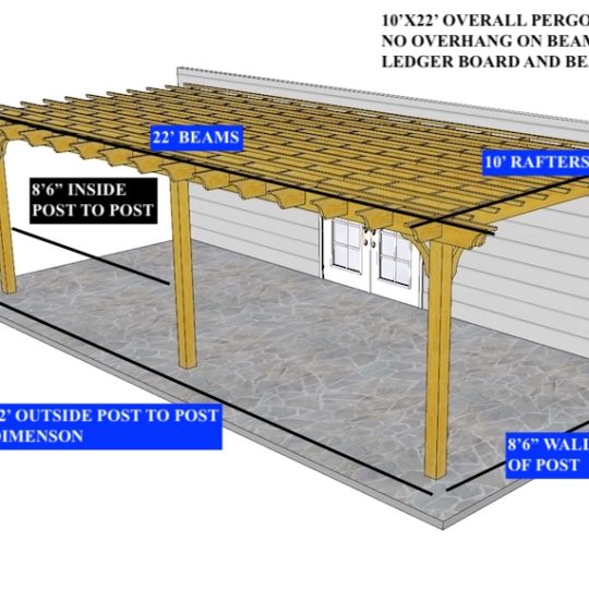 Dan Parillo 10'x22' Custom Attached Sombrero (No overhang on beams) LEDGER BOARD AND BEAMS BOTH AT 22', SPECIAL CENTER POST PLACEMENT - Image 1