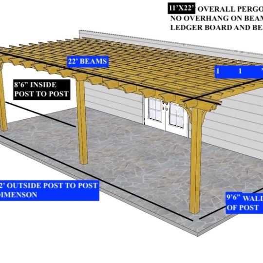 Dan Parillo 11'x22' Custom Attached Sombrero (No overhang on beams) LEDGER BOARD AND BEAMS BOTH AT 22', SPECIAL CENTER POST PLACEMENT - Image 1