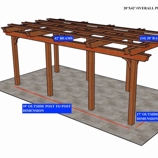 Mack Budd 20'x42' Custom Free-standing Fedora (14) RAFTERS AND (20) TOP SLATS - Image 1