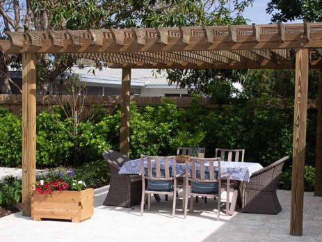 Wood Pergola Kit in Backyard