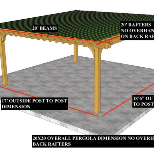 Sean Bailey 20'x20' Custom Free-standing Big Kahuna Plus No overhang on back rafters (No Roof) additional (12) 20' 2x2's square cut - Image 1
