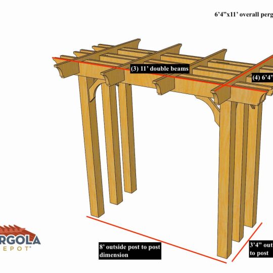 Terry White 6'4"x11' Custom Freestanding Melbourne LITE  with (3) double beams and (6) posts. - Image 1