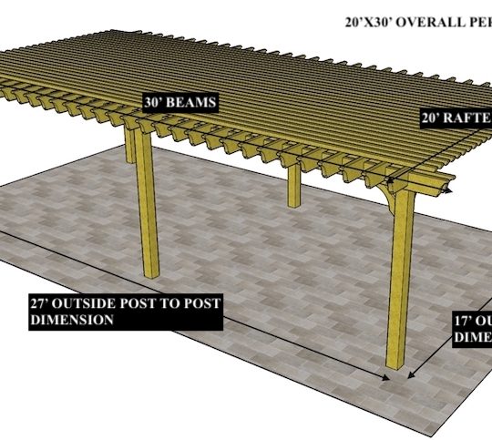 Bobby Joe De Leon 20'x30'  Custom Freestanding Big Kahuna (4) posts on front beam (3) on the back beam. (2) Center posts will have a special inside post to post. - Image 1