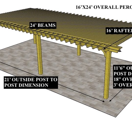 Jason Reed 16'x24' Custom Freestanding Big Kahuna With a 3' overhang on front rafters and standard 18" overhang on back rafters - Image 1