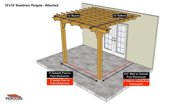 10x12 Sombrero Pergola - Attached