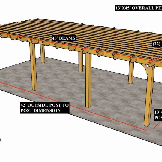 Brian H 13'x45' Custom Freestanding Sombrero with 2 center posts with a 16' inside post to post dimension - Image 1